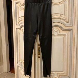 Alix NYC vegan leather pant with slit at hem.